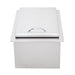 Stono Outdoor Living The TrueFlame 17x24" 1.7c Drop-in Cooler by TrueFlame features a rectangular stainless steel design with a flat, closed lid and curved top handle—ideal as an outdoor serving station, shown against a white background.