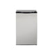Stono Outdoor Living The TrueFlame 22" 4.1c Outdoor Approved Fridge (AMD-RFR-22S) features stainless steel reversible doors with a lock, black handle, and smooth front, shown against a white background. Brand: TrueFlame.