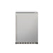 Stono Outdoor Living The TrueFlame 24" 5.3 Cu. Ft. Deluxe Outdoor Rated Refrigerator (TF-RFR-24D-R) by TrueFlame features a stainless steel, single-door design with a left vertical handle, bottom vented grille, ideal for built-in use, shown against a white background.