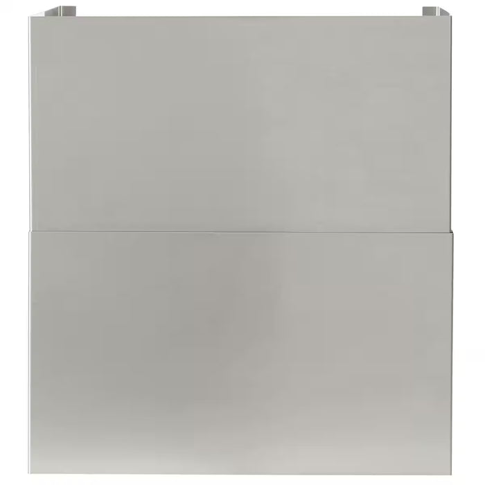 Stono Outdoor Living The Coyote Duct Cover for Chimney Hood for Ceilings features a modern, minimalist stainless steel design with a smooth, flat surface in light gray/silver—ideal for outdoor kitchens.