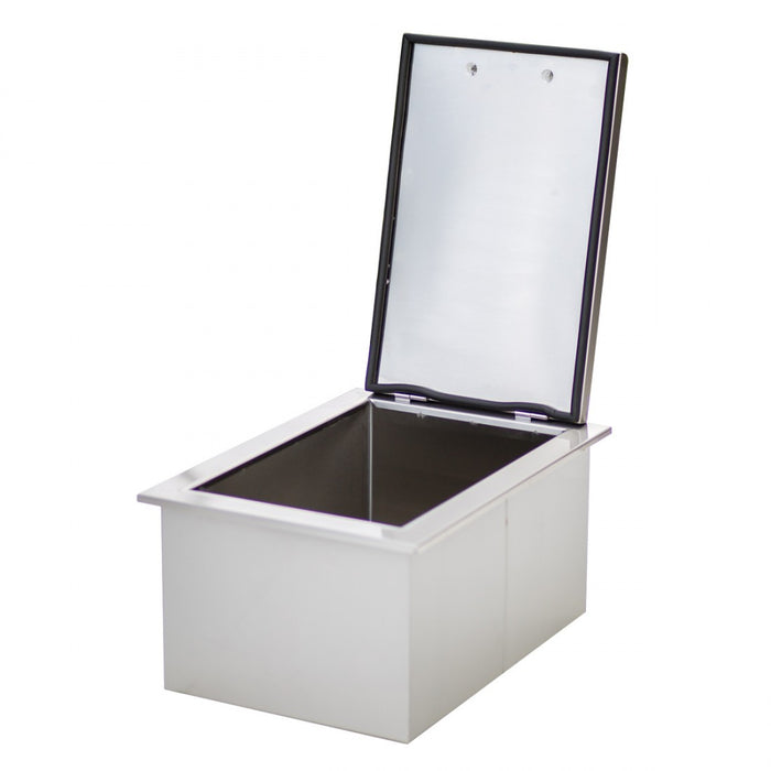 Stono Outdoor Living The TrueFlame 17x24" 1.7c Drop-in Cooler (AMD-IC-17-A) by TrueFlame is a sleek stainless steel box with a hinged lid, ideal as an outdoor serving station or for commercial storage.