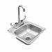 Stono Outdoor Living The TrueFlame 15x15" Drop-in Sink (TF-NK-15D) by TrueFlame features stainless steel construction, a high-arc faucet, and dual lever handles for hot and cold—ideal for outdoor kitchen or bar prep stations. Set against a white background.