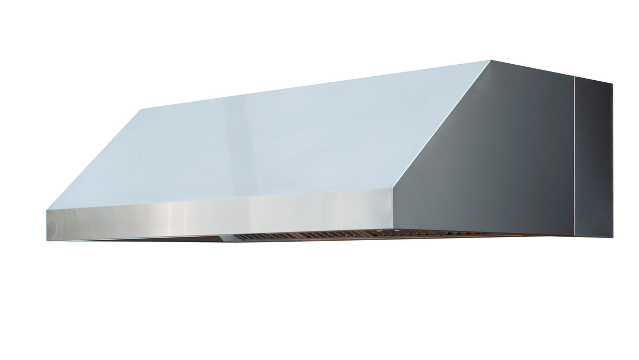 Stono Outdoor Living The TrueFlame 36" Outdoor Vent Hood (TF-VH36-2) by TrueFlame features a modern stainless steel design with a sleek, angled profile, shown against a plain white background.