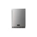 Stono Outdoor Living The Wildfire Outdoor Living 15” Outdoor Fridge (WFR15) features a 3.2 cu. ft. stainless steel solid door, left-hinged vertical handle, and a bottom vented kickplate, displayed against a white background.