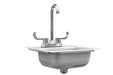 Stono Outdoor Living The TrueFlame 15x15" Drop-in Sink (TF-NK-15D) by TrueFlame features a stainless steel design with a tall, curved faucet and dual lever handles, perfect for bar prep stations, shown against a white background.