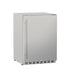 Stono Outdoor Living The TrueFlame 24" 5.3 Cu. Ft. Deluxe Outdoor Rated Refrigerator (TF-RFR-24D-R) by TrueFlame features a stainless steel single door, vertical handle, and bottom ventilation grille—perfect for built-in use—all shown against a plain white background.