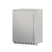 Stono Outdoor Living The TrueFlame 24" 5.3 Cu. Ft. Deluxe Outdoor Rated Refrigerator (TF-RFR-24D-R) by TrueFlame features a stainless steel single door, vertical handle, and front vent for built-in or outdoor use, shown on a white background.