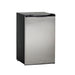 Stono Outdoor Living The TrueFlame 22" 4.1c Outdoor Approved Fridge (AMD-RFR-22S) features stainless steel doors, black top and sides, a reversible door with lock, and stands closed on a white background.