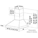 Stono Outdoor Living Line drawing of the Coyote Duct Cover for Chimney Hood for Ceilings with labeled dimensions in inches, available in 35-7/8", 41-7/8", or 47-7/8" widths, chimney height, and more—ideal for outdoor kitchens.