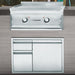 Stono Outdoor Living The Twin Eagles 30-Inch Built-In Natural Gas Teppanyaki Griddle (TETG30-CN) features stainless steel construction, two control knobs, and integrated griddle above a cabinet and drawers, set in a modern outdoor kitchen countertop.