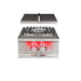 Stono Outdoor Living The TrueFlame Propane Gas Power Burner (TFPBL) by TrueFlame features a stainless steel body, single burner, two red-lit control knobs, raised lid, and high BTU output, shown isolated on a white background.