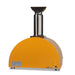 Stono Outdoor Living The Coyote 30" Hybrid Multi-Fuel Outdoor Oven in Yellow (C1PZ30HYLP) features a modern dome design and tall silver chimney, bringing wood-fired flavor to your outdoor kitchen, shown here against a white background.