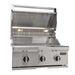 Stono Outdoor Living The Coyote 30" C-Series Grill (C3C30NG) features three burners, control knobs, a grilling surface, open hood, interior lights, and the Coyote logo—an ideal stainless steel built-in grill for any outdoor kitchen.