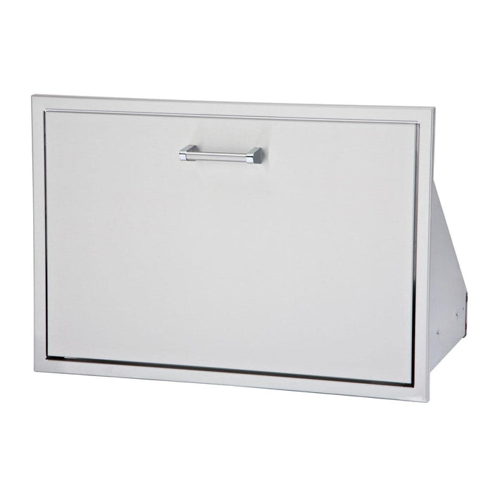 Stono Outdoor Living The Delta Heat 30-Inch Roll-Out Stainless Steel Ice Chest Storage Drawer (DHCD30-B) is a built-in storage solution designed for outdoor kitchens, featuring durable 304 stainless steel construction and a convenient roll-out design.