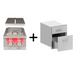 Stono Outdoor Living The TrueFlame Double Side Burner + Storage Component features power burners, red-lit knobs, and a two-drawer stainless steel cabinet—ideal for any outdoor kitchen.