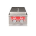 Stono Outdoor Living The TrueFlame Double Side Burner - TFSB2 features a stainless steel front, high BTU output, two red-lit control knobs, a closed lid, and an indicator light—ideal for any outdoor kitchen setup.