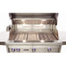 Stono Outdoor Living The Lynx 30" Built-In Grill w/ Rotisserie in stainless steel (L30R-3-NG) features an open lid, illuminated interior, ceramic burners, and four front control knobs. The Lynx name appears above the knobs—ready for grilling.