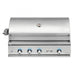Stono Outdoor Living The Delta Heat 38-Inch 3-Burner Built-In Propane Gas Grill (DHBQ38R-DL) features stainless steel construction, blue LED control knob lights, a built-in lid temperature gauge, and an infrared rotisserie burner for versatile outdoor cooking.