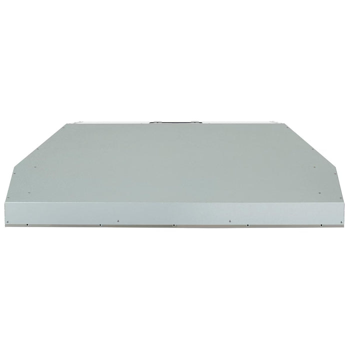 Stono Outdoor Living The Coyote 42" Outdoor Insert (C1LINER42) by Coyote is a metallic, rectangular custom hood with a smooth, flat surface for efficient ventilation, shown front-facing against a white background.