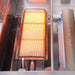 Stono Outdoor Living Close-up of the Blaze Grills Infrared Searing Burner (BLZ-IRN) glowing orange inside a clean, modern Blaze grill. A curved metal heat shield is visible—ideal for perfect steak searing. Fits Blaze and Blaze LTE grills.