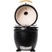 Stono Outdoor Living The Coyote Asado Smoker, Built-In - C1CHCS by Coyote is a black ceramic kamado-style charcoal grill with a textured exterior, wooden handle, stainless steel hardware, and precise temperature control for outdoor cooking.