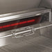 Stono Outdoor Living Close-up of the Twin Eagles Eagle One 42-Inch 3-Burner Built-In Gas Grill (TE1BQ42RS-L) showing its glowing infrared rotisserie burner, rotisserie rod with spits, and sturdy metal grill grates.