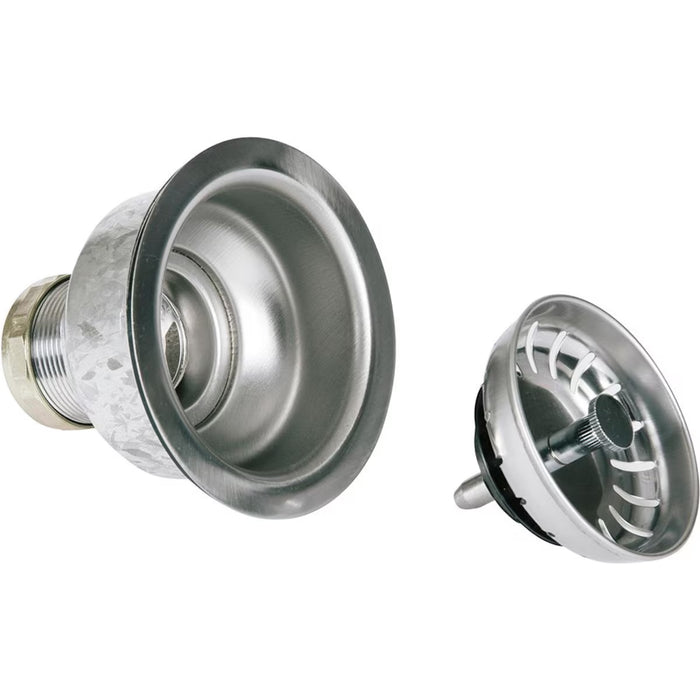 Stono Outdoor Living The Coyote Sink - Universal Mount (No Faucet) - C1SINK1618 is displayed on a white background with separated parts for clarity. Designed by Coyote, it's ideal for built-in or outdoor kitchen sinks as a replacement part.