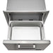 Stono Outdoor Living The Coyote 26" Pull Out Ice Chest (C3-CPOC) features a wide handle and a smooth metal interior—ideal for any outdoor kitchen setup.