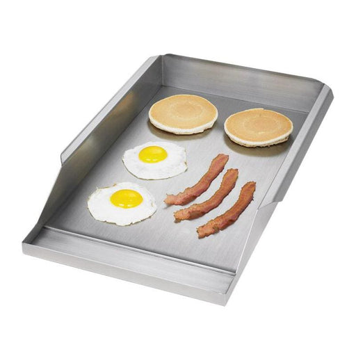 Stono Outdoor Living The Twin Eagles 12-Inch Griddle Plate Attachment (TEGP12) is a stainless steel griddle, ideal for cooking pancakes, sunny-side-up eggs, and bacon—making it the perfect outdoor kitchen accessory for breakfast enthusiasts.