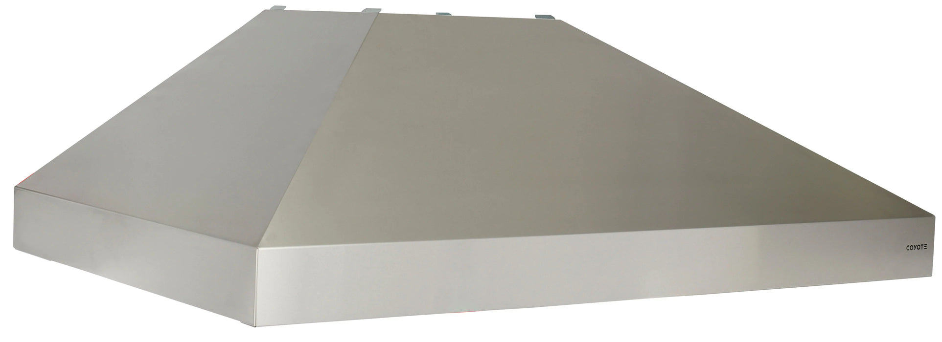Stono Outdoor Living The Coyote 48" Outdoor Chimney Hood (C1HOOD48) is a stainless steel, pyramid-shaped range hood with powerful ventilation and a smooth, flat front, designed for mounting above a stove or cooktop.