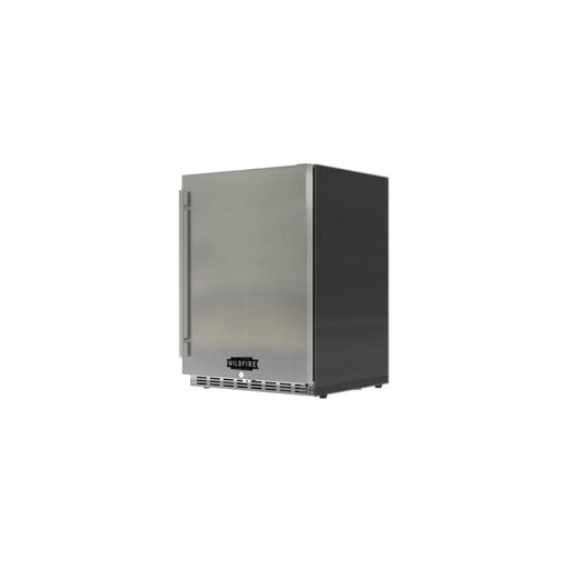 Stono Outdoor Living The Wildfire 15” Outdoor Fridge - WFR15 by Wildfire Outdoor Living is a 3.2 cu. ft. stainless steel under-counter built-in refrigerator with a left vertical handle and bottom vent, shown against a white background.