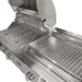 Stono Outdoor Living A close-up of the Coyote 50" Combo Grill (C3CO50NG) by Coyote, built-in natural gas model, with lid open to reveal clean metal grates, a spacious flat-top side tray, and three front control knobs.