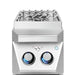 Stono Outdoor Living The Twin Eagles Built-In Propane Gas Double Side Burner (TESB132-CL) features stainless steel construction, dual ring sealed burners, two blue LED control knobs, a metal grate, and a bold geometric front design.