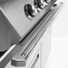 Stono Outdoor Living Close-up of the Twin Eagles 30-Inch 2-Burner Built-In Natural Gas Grill (TEBQ30R-CN), highlighting the control knobs, handle, and sleek stainless steel finish. Features a Five-Part Grilling System for precision. Minimalist design with white background.