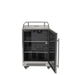 Stono Outdoor Living The Coyote 24" Outdoor Kegerator (C124KEG) has an open door, two wire shelves, interior fan, digital controls, top rail, and locking casters—ideal for keeping draft beverages cold on your patio.