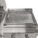Stono Outdoor Living Close-up of the Coyote 50" Combo Grill (C3CO50NG), showing a stainless steel griddle for flat-top cooking, two front control knobs, and a partially open hood with a small warming rack on the left.