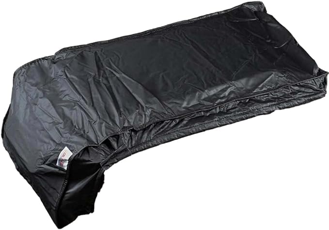 Stono Outdoor Living The Blaze SB2 Built-in Cover - 2SBBICV by Blaze, rectangular with a glossy black finish, lies flat and partially unzipped like a vinyl grill cover against a white background.