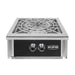 Stono Outdoor Living Front view of the Wildfire Ranch Pro Power Burner 304 Black SS Propane by Wildfire Outdoor Living, featuring two control knobs, a protective grill grate, and powerful stainless steel burners—ideal for your outdoor kitchen.