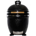 Stono Outdoor Living The Coyote Asado Smoker, Built-In (C1CHCS), is a black ceramic kamado-style charcoal grill with a domed lid, wooden handle, temperature gauge, and air vents on sturdy legs—ideal for outdoor cooking.