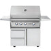 Stono Outdoor Living The Twin Eagles 30-Inch 2-Burner Built-In Propane Gas Grill (TEBQ30RS-CL) features a Five-Part Grilling System, sear zone, infrared rotisserie burner, built-in hood thermometer, two side shelves, and spacious storage drawers.