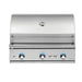 Stono Outdoor Living The Delta Heat 26-Inch 2-Burner Built-In Natural Gas Grill (DHBQ26G-DN) features two control knobs with blue accents, a built-in lid thermometer, and sleek stainless steel design for your modern outdoor kitchen.