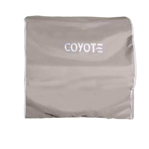 Stono Outdoor Living The Coyote Cover for 30" Built-In Flat Top Grill, Gray (model CCVRFT-BIG), is a weather-resistant gray cover with "COYOTE" printed in white on the front. Designed for outdoor use, it’s shown against a white background.