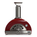 Stono Outdoor Living The Coyote 30" Hybrid Multi-Fuel Outdoor Oven in Red (C1PZ30HRLP) features a chimney, front temperature gauge, and Coyote-labeled door—ideal for adding wood-fired flavor to your outdoor kitchen.