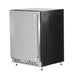 Stono Outdoor Living The Coyote 24" Outdoor Refrigerator Reversible Hinge (C124R-S) by Coyote is a stainless steel, single-door mini fridge with adjustable shelves, vertical handle, black sides, bottom ventilation grille, and adjustable feet.