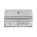 Stono Outdoor Living The Twin Eagles 30-Inch 2-Burner Built-In Propane Gas Grill (TEBQ30G-CL) features stainless steel construction, two control knobs with blue LED lights, a Five-Part Grilling System, and a hood-mounted thermometer. Shown against a white background.