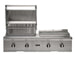 Stono Outdoor Living The Coyote 50" Combo Grill (C3CO50NG) is a built-in natural gas grill with four control knobs, a left open grilling section, a right closed compartment, and stainless steel construction. The Coyote brand name appears on the front.