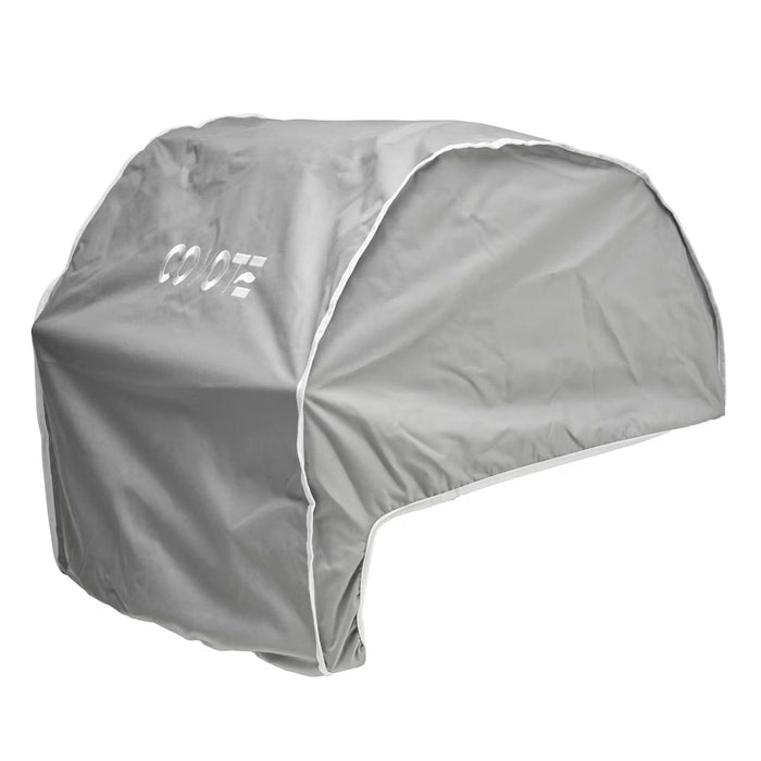 Stono Outdoor Living The Coyote Cover for 30" Grill (C3-CCVR30-BIG) is a gray, weather-resistant cover with white trim, designed by Coyote to protect your grill.