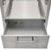 Stono Outdoor Living A close-up of an open stainless steel drawer beneath a flat metal shelf, both part of the Coyote Asado Smoker Insert Sleeve (C3SLV)—a sleek, modern storage unit ideal for organizing cooking grids or the insert sleeve.