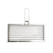 Stono Outdoor Living The Tagwood BBQ Height Adjustable Secondary Grate for BBQ09SS and BBQ96SS grills features horizontal slats, a central vertical handle, and a rectangular 304 stainless steel design—perfect for upgrading your cooking surface. Shown on a white background.