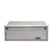 Stono Outdoor Living The Coyote Warming Drawer - C3-WD, featuring a handle, front-facing Coyote logo, and modern stainless steel design, is the perfect addition to outdoor kitchens and shown here against a white background.